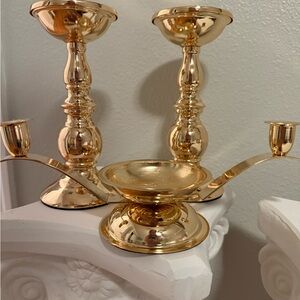 Elegant Gold Candle Holder Set
